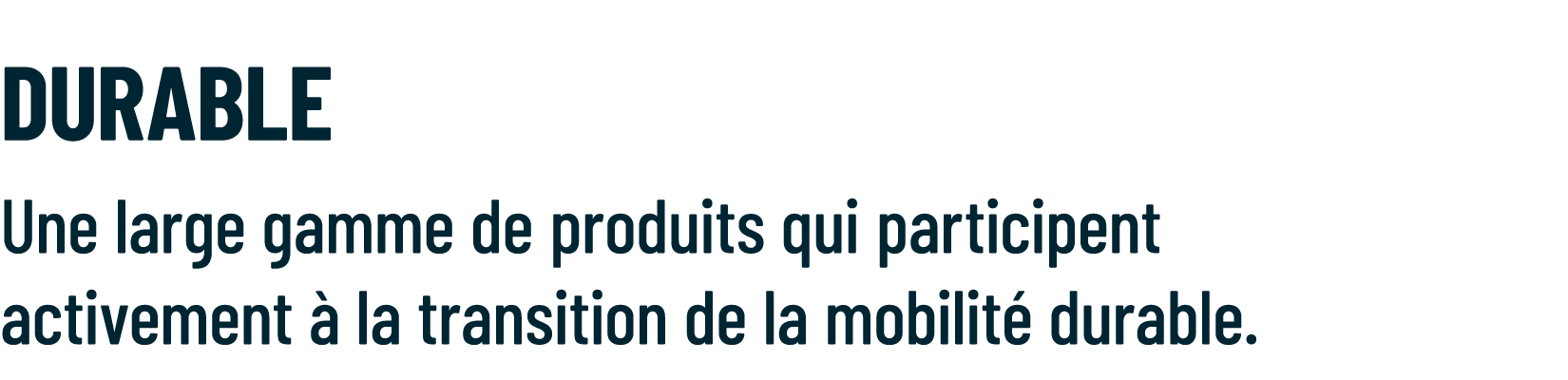 DurabLE Une large gamme de produits qui participent activement  la transition de la mobilit  durable.